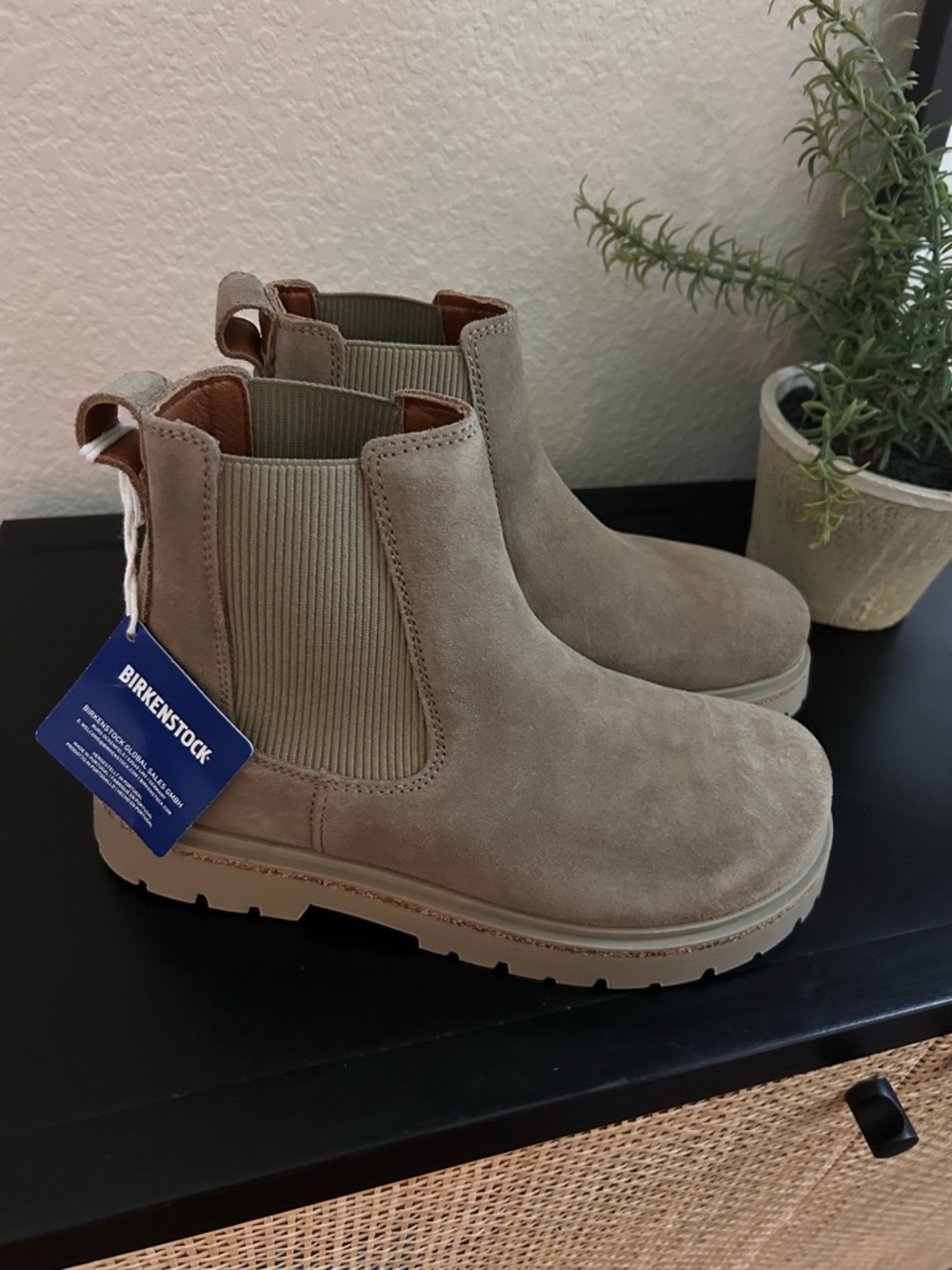 New Birkenstock Highwood Leather Chelsea Boots Taupe - Picture 3 of 7